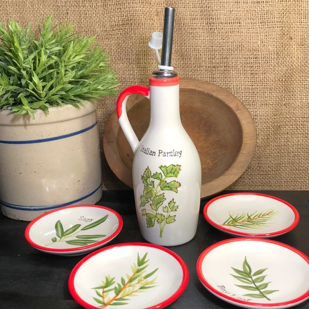 Oil Carafe Set Snacks Bread Herb Serving Set